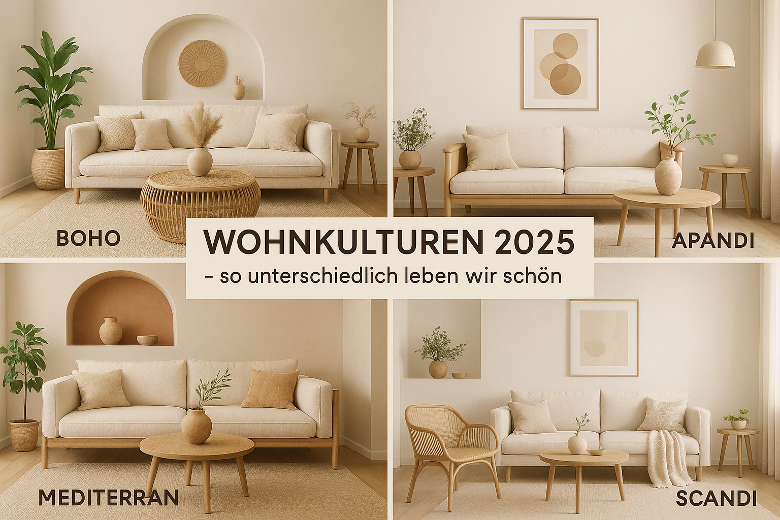 Wohnstile 2025: Boho, Japandi, Mediterran & Skandi